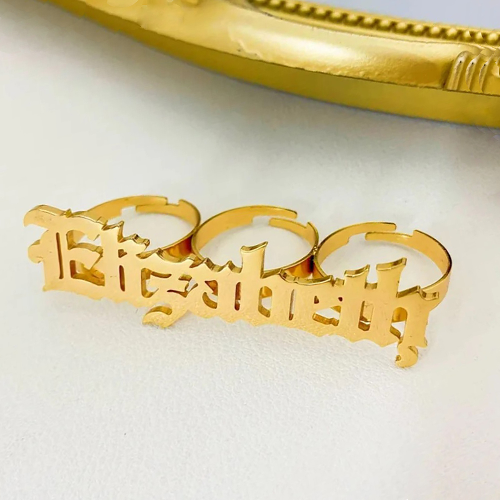 Initial Ring Custom - اسم مخصص خاتم المرأة المفصل كبير