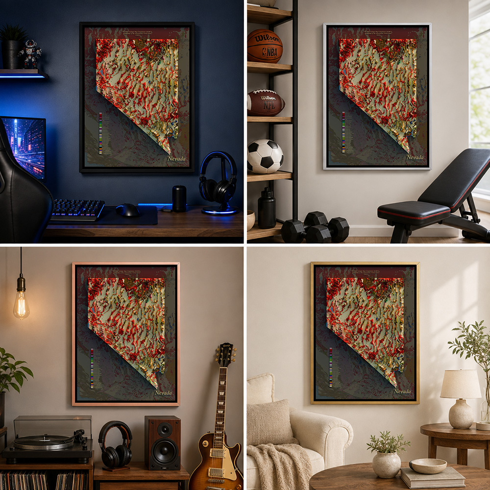 خريطة جيولوجية لولاية نيفادا،  - مراجعة Custom Map Poster وسعره