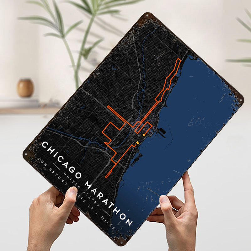 خريطة طريق ماراثون شيكاغو ثلاث - مراجعة Custom Map Poster وسعره