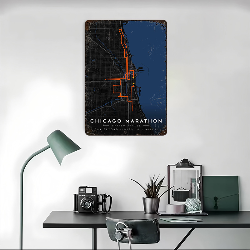خريطة طريق ماراثون شيكاغو ثلاث - مراجعة Custom Map Poster وسعره